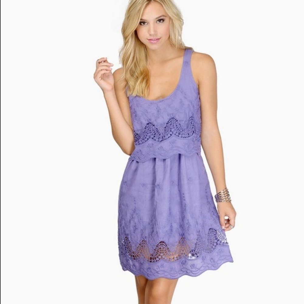 Tobi Purple Embroidered Lace Dress